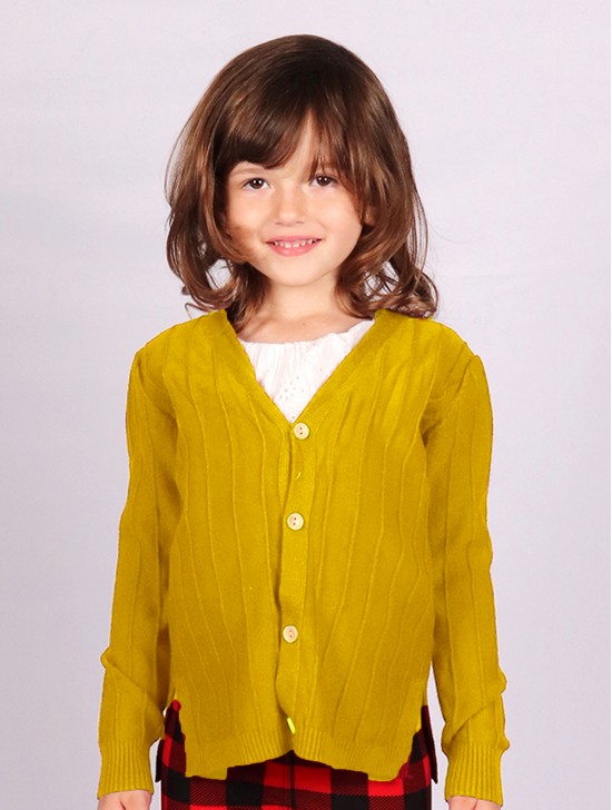 Kids Solid Colour Button Sweater